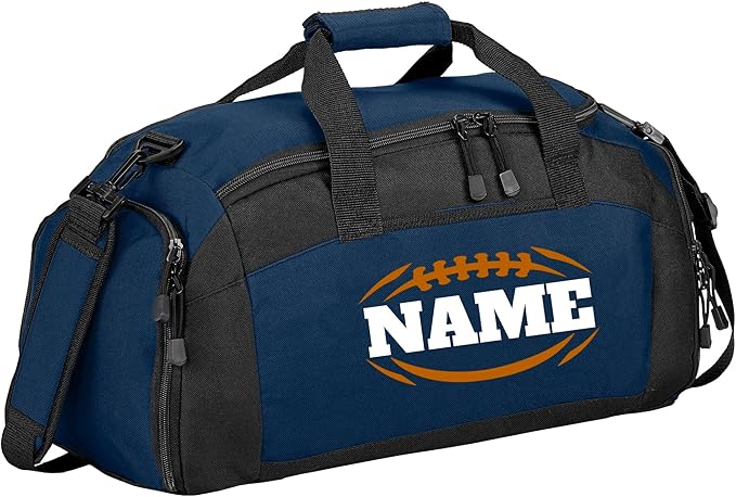 Personalized Sports Duffle Bag with Shoe Compartment (Football, Navy)