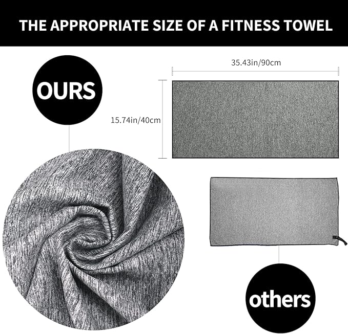 Microfiber Gym Towels - Quick Dry, Highly Absorbing, Silver ION Odor-Free Absorbent Fiber, for Men & Women - for Hot Yoga, Tennis, Running, Workout, Camping, Set of 6 Charcoal Gray (Speckled Gray)