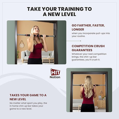 Door Chin Up Door Bar Home Gym - Pull Up - Adjustable Fits Residential Doorways - Supports Up to 300 Pounds - Easy to Mount - Build Upper Body Strength at Home Pump Biceps, Triceps, Lats