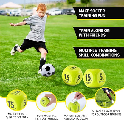 2 Set Kids Soccer Goals for Backyard with Training Equipment, Portable Foldable Practice Nets with Ball, Dice & Mat, Cones, Air Pump and Carry Bag for Toddler Youth Outdoor Sports Game
