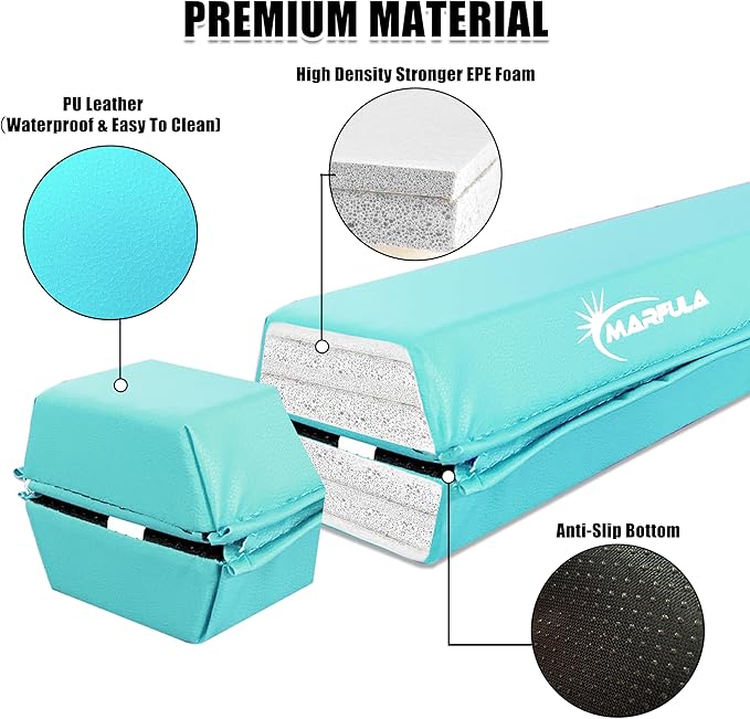 MARFULA 6 FT / 8 FT / 9 FT / 10 FT Folding Gymnastic Balance Beam for Kids with Carry Bag for Home and Club Use