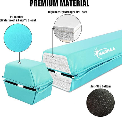 MARFULA 6 FT / 8 FT / 9 FT / 10 FT Folding Gymnastic Balance Beam for Kids with Carry Bag for Home and Club Use