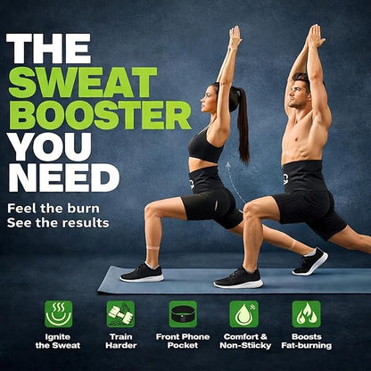 Waist Trimmer Belt for Men & Women – Silver Ion Sweat Belt, Anti-Slip Sauna Trainer, With Pocket & Precision Fit