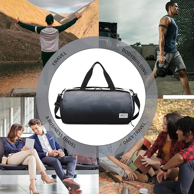 BE SMART Waterproof Mens Gym Bag with Shoe Compartment, Duffle Bag with Wet Pocket for Men, Lightweight Sport Carry On Duffel Bag With Tpu Pocket for Travel, Sports, Fitness & Workout(Black Gradient)