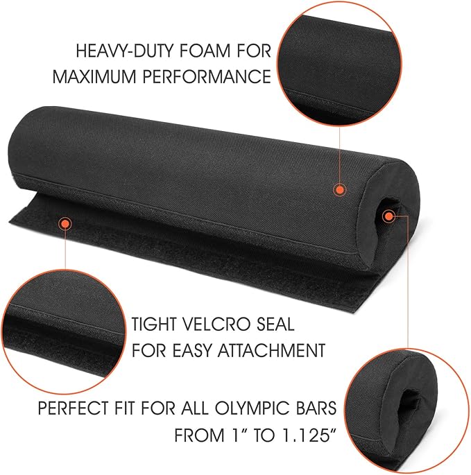 Yes4All Ergonomic Foam Bar Pad, Olympic Barbell Squat & Neck Pad for Squats, Hip Thrusts & Weight Lifting Bar