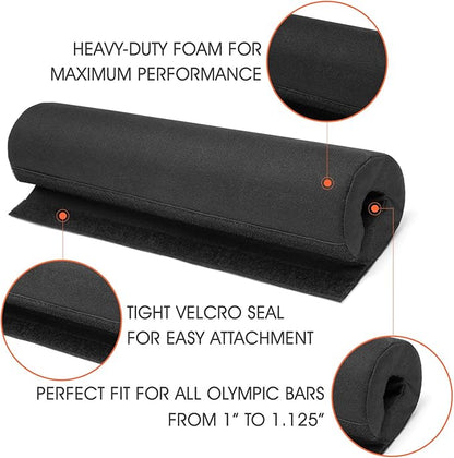 Yes4All Ergonomic Foam Bar Pad, Olympic Barbell Squat & Neck Pad for Squats, Hip Thrusts & Weight Lifting Bar