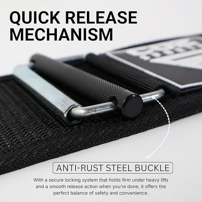 Self-Locking Weight Lifting Belt for Men & Women – Premium Nylon Weightlifting Belt for Deadlift, Squat, Cross Training & Gym Workout – Adjustable Fitness Back Support Gym Belt