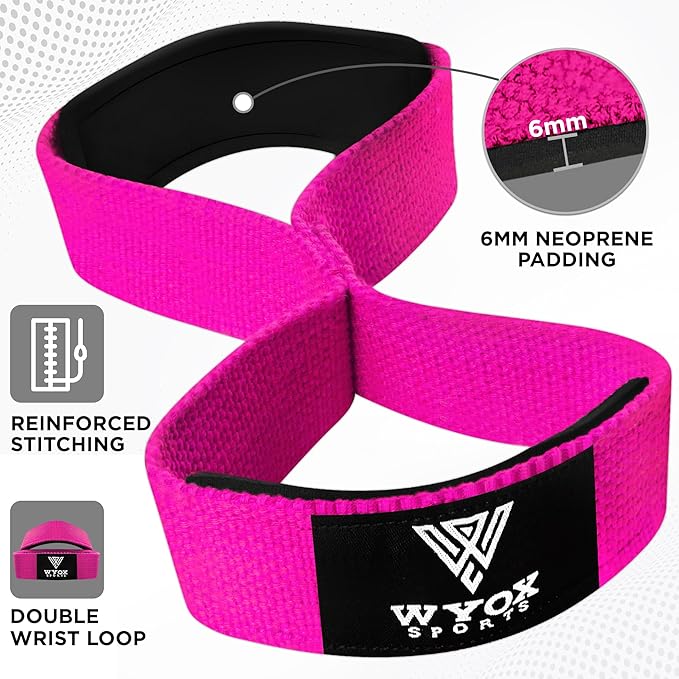WYOX Figure 8 Weight Lifting Straps for Weightlifting Heavy Duty Deadlifting Workout Straps | Wrist Wraps Gym Equipment Gear Men Women PAIR