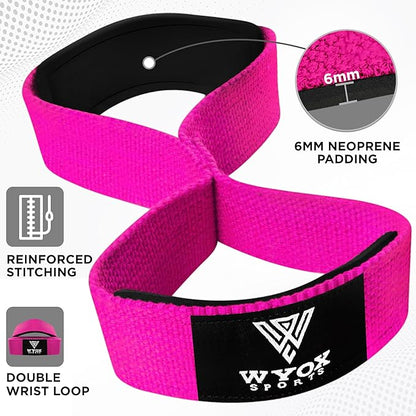 WYOX Figure 8 Weight Lifting Straps for Weightlifting Heavy Duty Deadlifting Workout Straps | Wrist Wraps Gym Equipment Gear Men Women PAIR