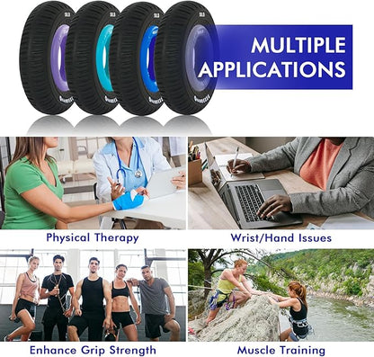 Hand Grip Strengthener, Grip Strength Tranier and Finger Excerciser, Silicone Hand Stretcher Rings for Athletes, Stress Relief, Physical Therapy, 8 Resistance Levels, 5 Pack