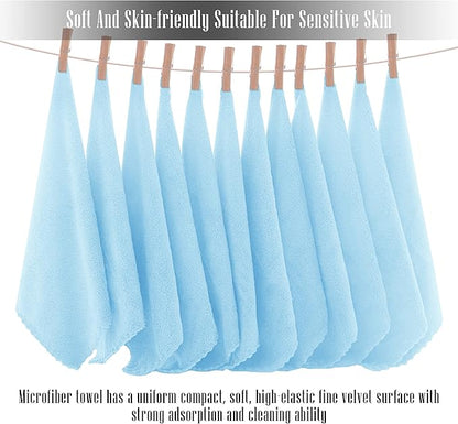 TENSTARS 12 Pack Premium Washcloths Set - Quick Drying- Soft Microfiber Coral Velvet Highly Absorbent Wash Clothes - Multipurpose Use as Bath, Spa, Facial, Fingertip Towel (Aquamarine)