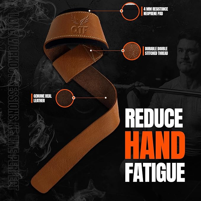 Genuine Leather Lifting Straps, Wrist Assistance for Heavy Pulls, Weightlifting Bodybuilding, Gym, Fitness Accessories, Strength Training, Powerlifting, & Deadlifts