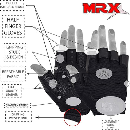 Weightlifting Gloves Leather Palm Grip Half Finger Body Building Gym Glove for Exercise Training Fitness Workout Men Women Lifts Made Spandex Materials, Including Genuine Amara Leather