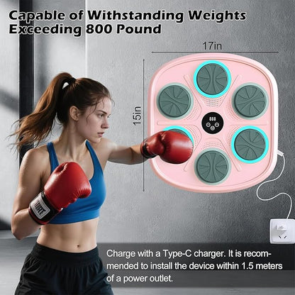 Smart Music Boxing Machine for Adults and Kids, Wall-Mounted Interactive Trainer with LED Display, 9 Modes & 9 Speeds, Perfect for Home Stress Relief,Fitness Gifts for Teen Boys