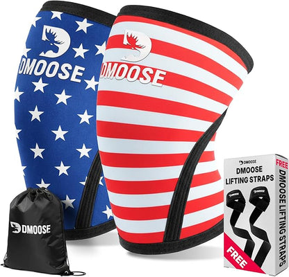 DMoose Fitness Knee Sleeves for Weightlifting (Pair) 78” Knee Wraps for Joint Support, Squats & Powerlifting - Gym Brace Straps for Joint Stability & Pain Relief, USPA & IPL Approved for Men and Women