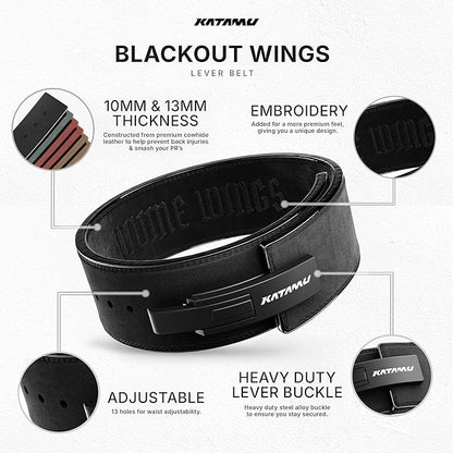 Katamu Premium Leather Lever Weightlifting Belt – Secure Steel Lever, Powerlifting Support for Deadlifts, Squats & Heavy Lifts - Be A Hero