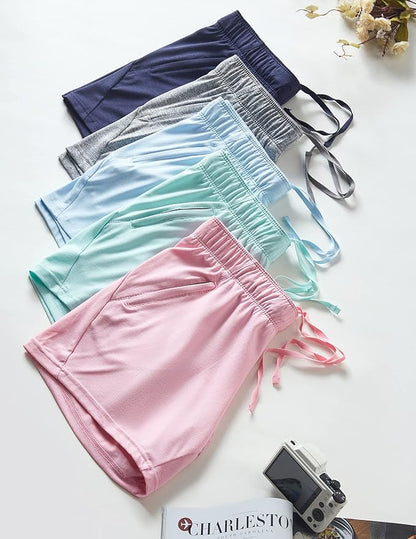 Liberty Imports 1 or 5 Pack Womens Lounge Workout Shorts with Zipper Pockets 5" Inseam Lightweight Athletic Casual Shorts