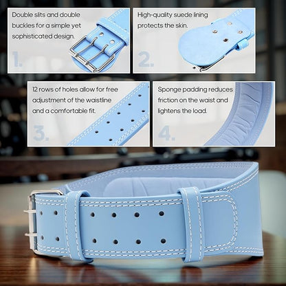 Women's Weight Lifting Belt 4 Inch Wide, Gym Powerlifting Belt for Women with Padded Lumbar Support, Adjustable Fitness Belt for Deadlift, Squats, Cross Training & Workout