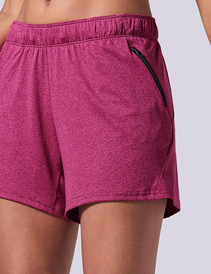 Liberty Imports 1 or 5 Pack Womens Lounge Workout Shorts with Zipper Pockets 5" Inseam Lightweight Athletic Casual Shorts