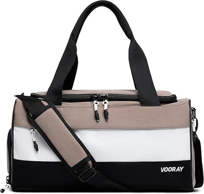 Vooray 23L Boost Duffel Bag – Small Travel & Sports Gym Bag for Women and Men with Shoe Pocket, Weekender for Overnight Football, Travel, Hospital Stays or Workout - Neutral Color Block