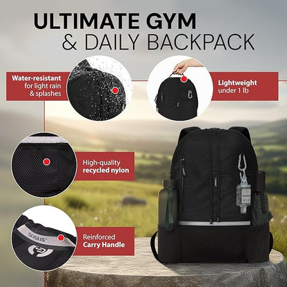 GOGUS Hybrid Gym Backpack for Men & Women with Closure - 18L Sports Backpack with Dual Water Bottle Pockets, Mesh Compartment for Gym, Travel - Water Resistant & Reflective Trim Workout Bag