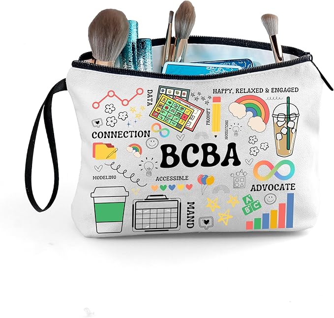 Bcba Rbt Graduation Gifts Behavior Analyst Therapist Special Education Teacher Appreciation Thank You Small Makeup Cosmetic Bag for Women Female Coworker Friend