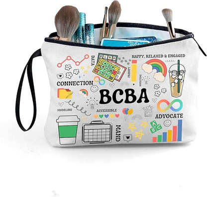 Bcba Rbt Graduation Gifts Behavior Analyst Therapist Special Education Teacher Appreciation Thank You Small Makeup Cosmetic Bag for Women Female Coworker Friend