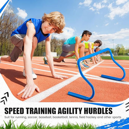 16 Pcs 12" Speed Agility Training Hurdles Large Size Detachable Agility Hurdles Hurdles Training Equipment Set for Athletes Soccer Basketball