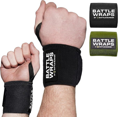 Battle Bunker Wraps Wrist Wraps- Premium Gym Wrist Straps for Maximum Support & Comfort During Lifting- Wrist Straps for Weightlifting to Boost Control & Stability- Built for Confidence & Power