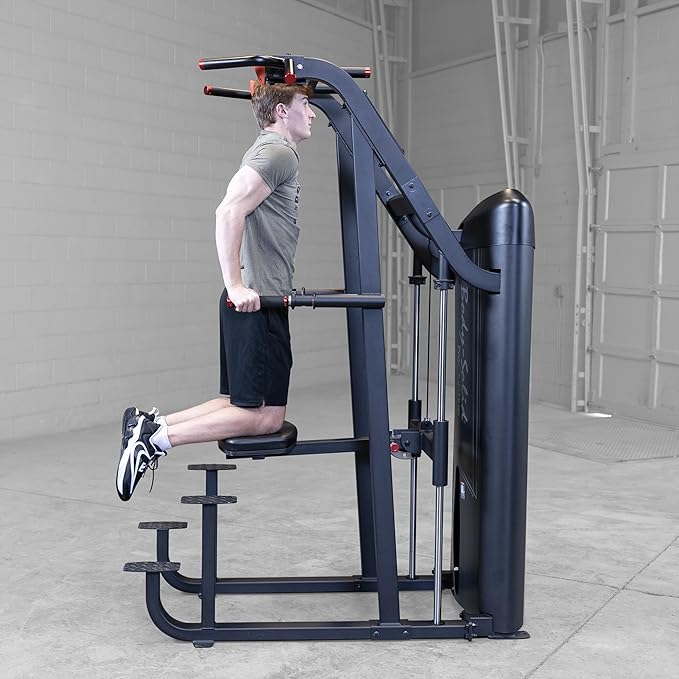 Body Solid (S2ACDX-2) Pro Clubline Series II Chin and Dip Machine, Commercial and Home Fitness Equipment, Pull Up Station and Dip Bars for Strength Training, 235 Lb. Weight Stack