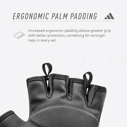 Adidas Elite Training & Weightlifting Gloves, Fingerless Workout Gloves