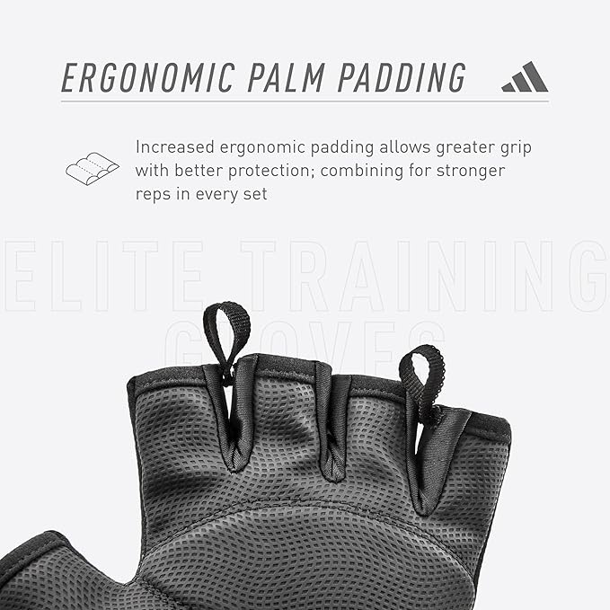 Adidas Elite Training & Weightlifting Gloves, Fingerless Workout Gloves