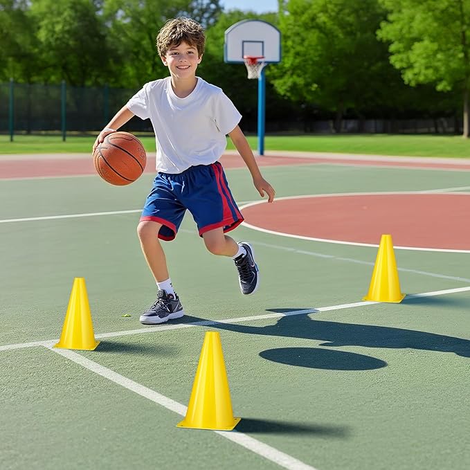 24pcs Cones 9 Inch Soccer Cones and Plastic Traffic Cones, Durable Cones for Sports Training, Ideal for Soccer, Basketball, Football, Skating, and Agility Drills Practice