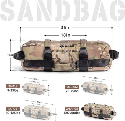 Yes4All Sandbags for Working Out, Adjustable Sand Bags for Weight Training with Handles, Multiple Colors & Sizes 5-200lbs