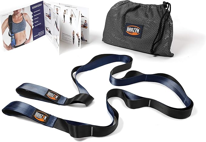Brazyn Mobility Stretching Strap | Multi-Functional 12-Loop Strap for Stretching, Yoga, Physical Therapy, Pilates, Dance and Gymnastics
