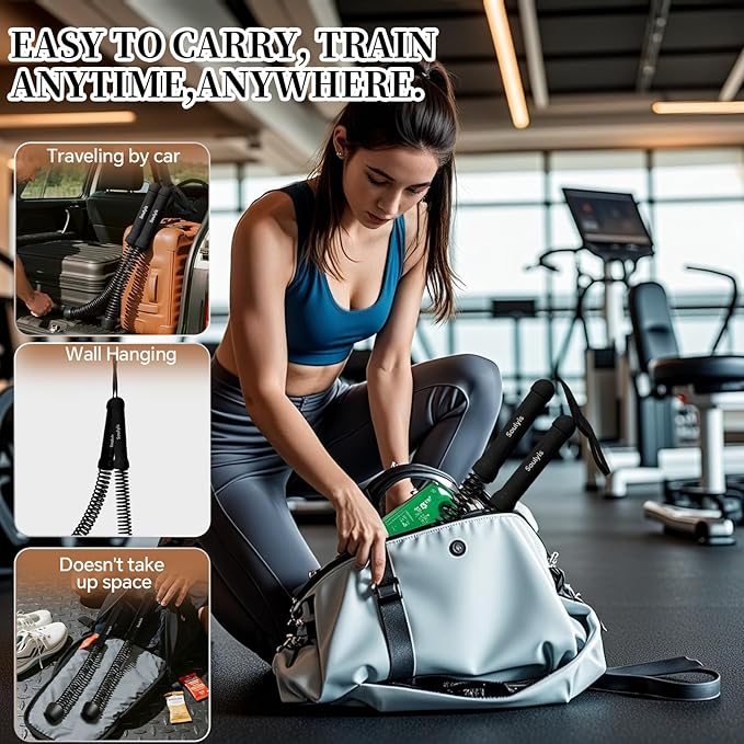 Soulyis Ropeless Battle Ropes for Quiet Home Gym - Cordless Training Rope, Weighted Workout Ropes for HIIT, No-Jump Training & Full-Body Exercise,Fitness Equipment for Men & Women