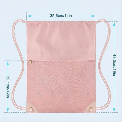Drawstring Backpack Gym Bag - String Gym Bag for Men & Women, Lightweight Cinch Sports Sackpack for Beach, Travel, Yoga, Swimming, Pink