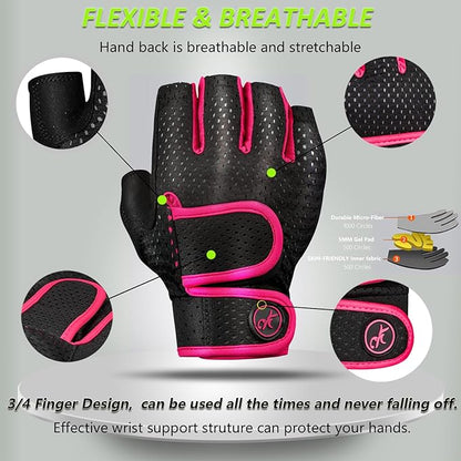 MOREOK Workout Gloves Padded Weight Lifting Gloves for Men/Women, [5MM Gel] Fingerless Grip Gym Gloves Fitness Gloves for Exercise, Weightlifting, Cycling, Pull ups, Rowing, and Climbing
