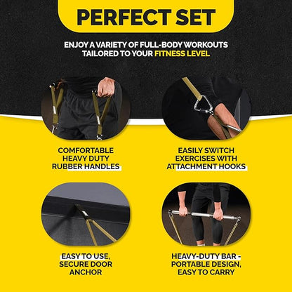 Tribe Lifting Resistance Bands for Working Out Men and Women - Set of 5 Pull Up Bands for Strength Training, Exercise Bands with Handles, Door Anchor and Bar Options for Home Gym