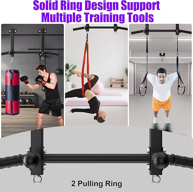 Joist Mounted Pull Up Bar, 650lbs Heavy Duty Strength Training Pullup Bars, Multi-Grip Chin Up Bar for Home Gym, Garage & Basement Ceiling Beam Installation