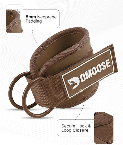 DMoose Fitness Ankle Strap for Cable Machine - One Size Fit with Premium Padding Cuffs, Ankle Bands for Working Out, Booty Workouts, Leg Extension, Hip Abductors, Kickbacks & Lower Body Exercises