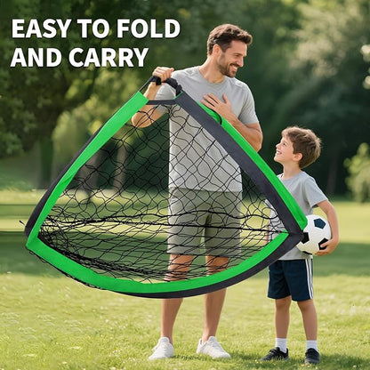 2 Set Kids Soccer Goals for Backyard with Training Equipment, Portable Foldable Practice Nets with Ball, Dice & Mat, Cones, Air Pump and Carry Bag for Toddler Youth Outdoor Sports Game