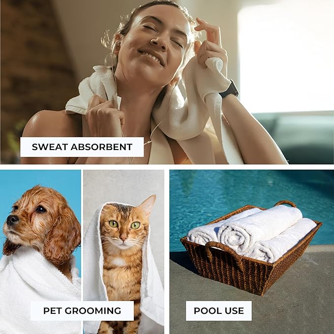 Premium Ultra Absorbent Gym Towels for Workout, Yoga & Sports Quick Dry Cotton Towels Ideal Sweat Towel, Face, Perfect Size for Gym Bag Bathroom Use (6)