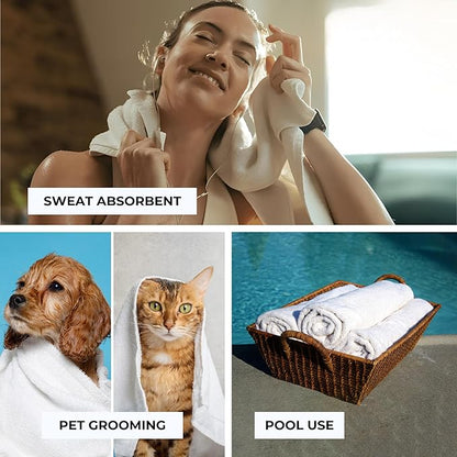 Premium Ultra Absorbent Gym Towels for Workout, Yoga & Sports Quick Dry Cotton Towels Ideal Sweat Towel, Face, Perfect Size for Gym Bag Bathroom Use (12)