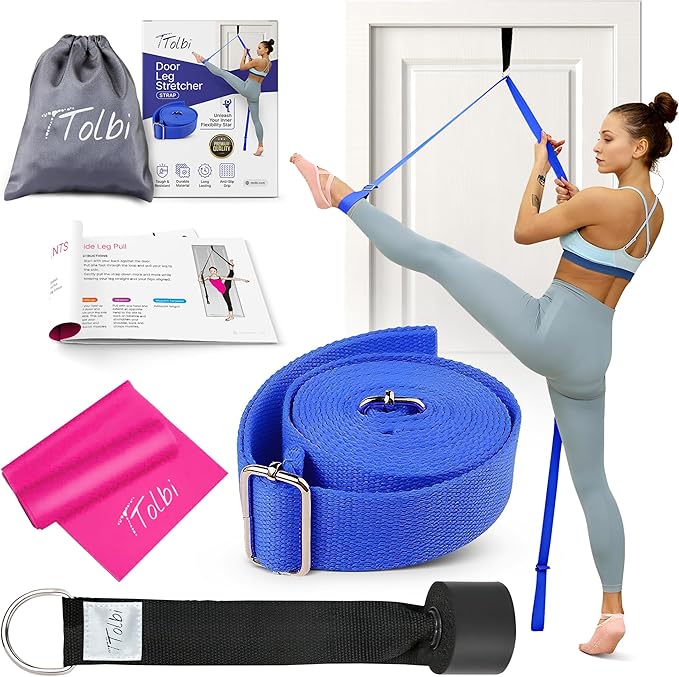 Stretching Strap with Door Anchor & Resistance Band – Leg Stretcher for Improving Flexibility & Splits – Ideal for Ballet, Dance, Cheer, Yoga & Gymnastics – Home Training Equipment for All Levels