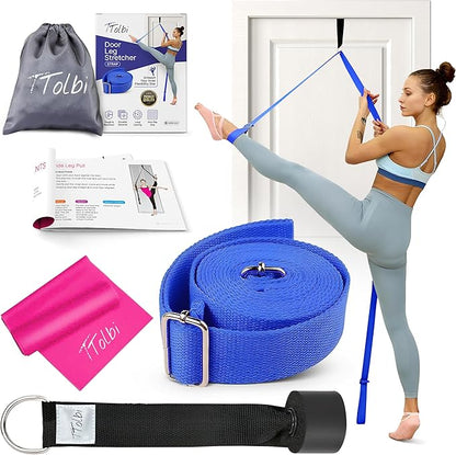 Stretching Strap with Door Anchor & Resistance Band – Leg Stretcher for Improving Flexibility & Splits – Ideal for Ballet, Dance, Cheer, Yoga & Gymnastics – Home Training Equipment for All Levels