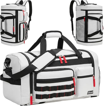 Gym Bag for Men Women with Shoes Compartment 3-in-1 Sports Travel Duffel Bag Multipurpose Weekender Overnight Backpack with Wet Pocket - Grey