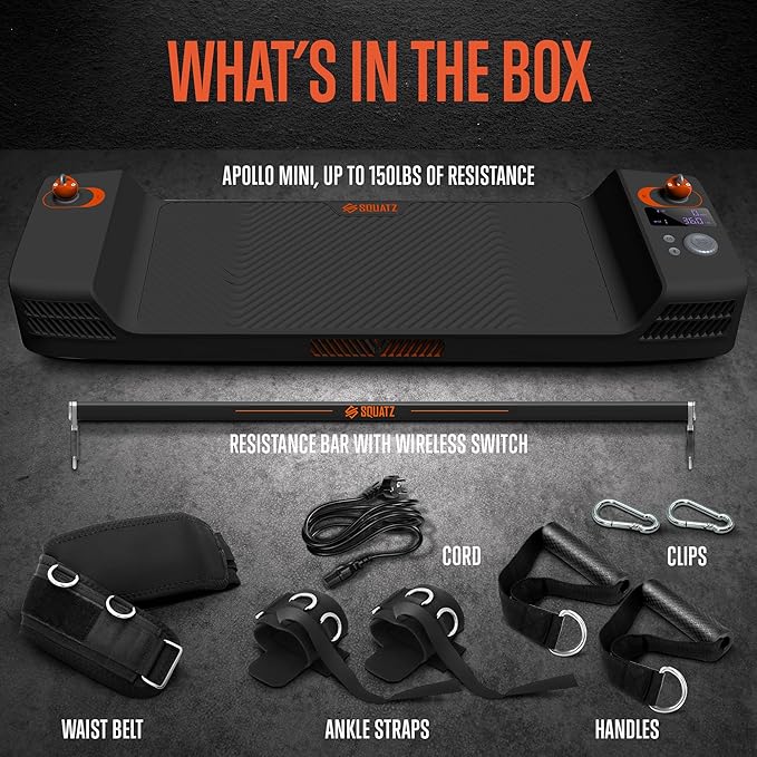 SQUATZ Apollo Board Mini: 150lb Resistance Smart Cable Machine, Functional Trainer for Full Body Workouts, Full Body Strength, Digital Home Gym Equipment with Free App includes Accessories, Orange