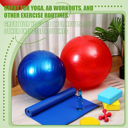 Leyndo 4 Pcs Yoga Exercise Ball Pilates Pregnancy Birthing Fitness Ball with Quick Pump Anti Burst for Improved Posture, Balance, Yoga, Pilates, Training, 4 Colors