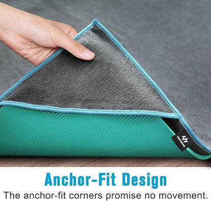 Ewedoos Yoga Towel Mat Towel with Anchor Fit Corners Non Slip Towel for Hot Yoga, Pilates, Workout, Camping